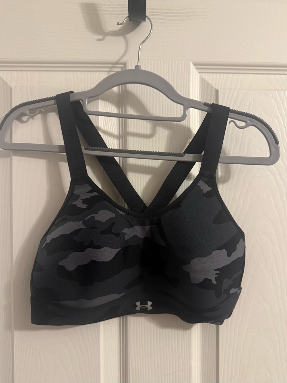 Under Armour Camo Crossback Sports Bra Black Gray Size M